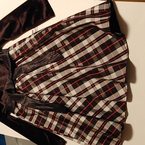 WHAT A DOLL Christmas dress black and white plaid long sleeves size 5 - Picture 4 of 13